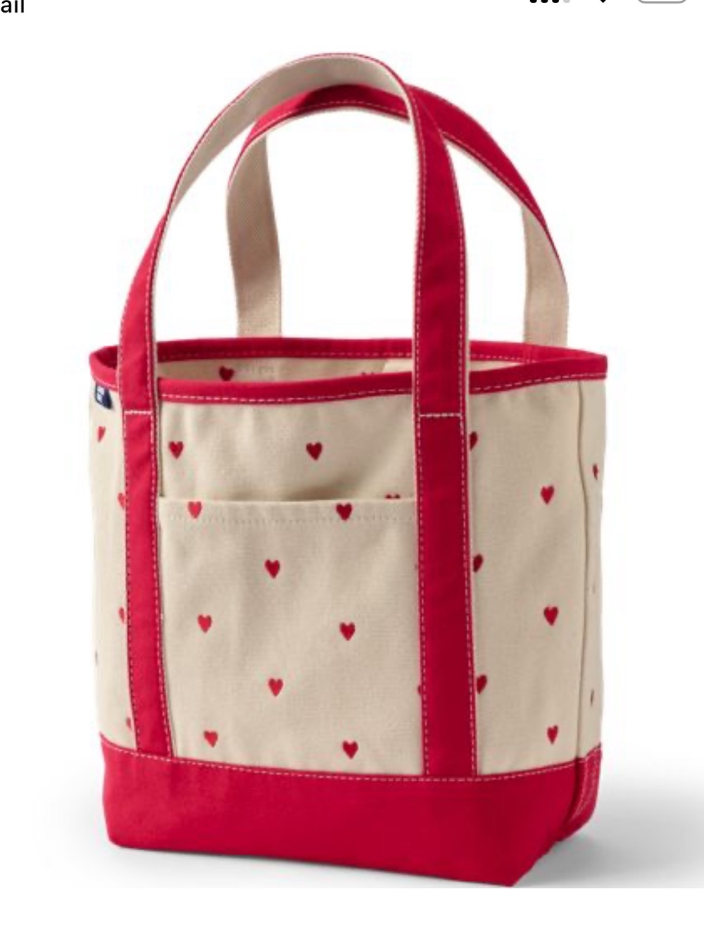 Lands end medium Tote Bag - Red and Cream embroidered *NWT*